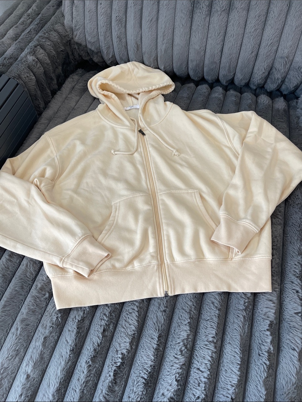 Double Zero Cream Fleece-Lined Zip Hoodie